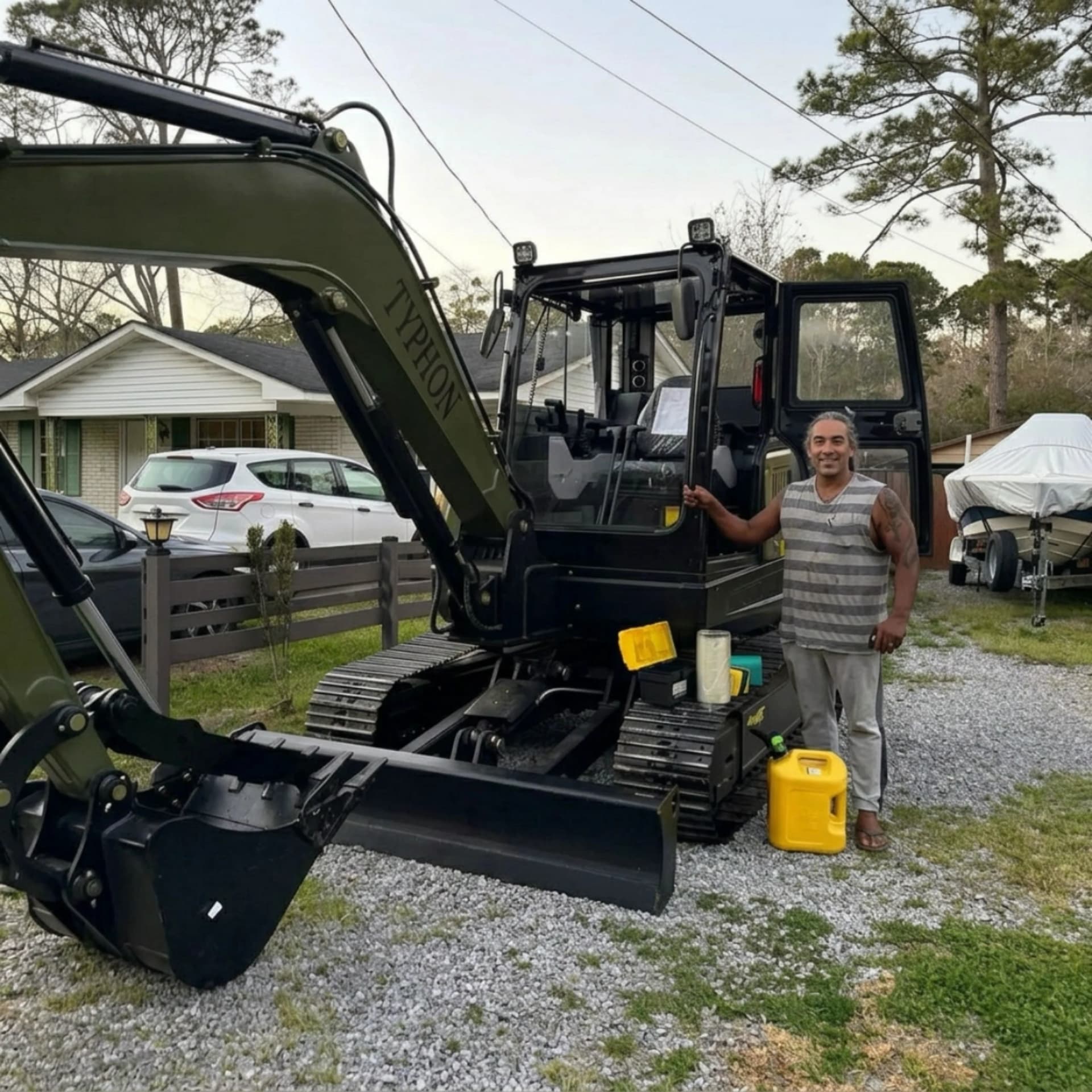 Heavy commercial excavator direct freight handover and jobsite arrival