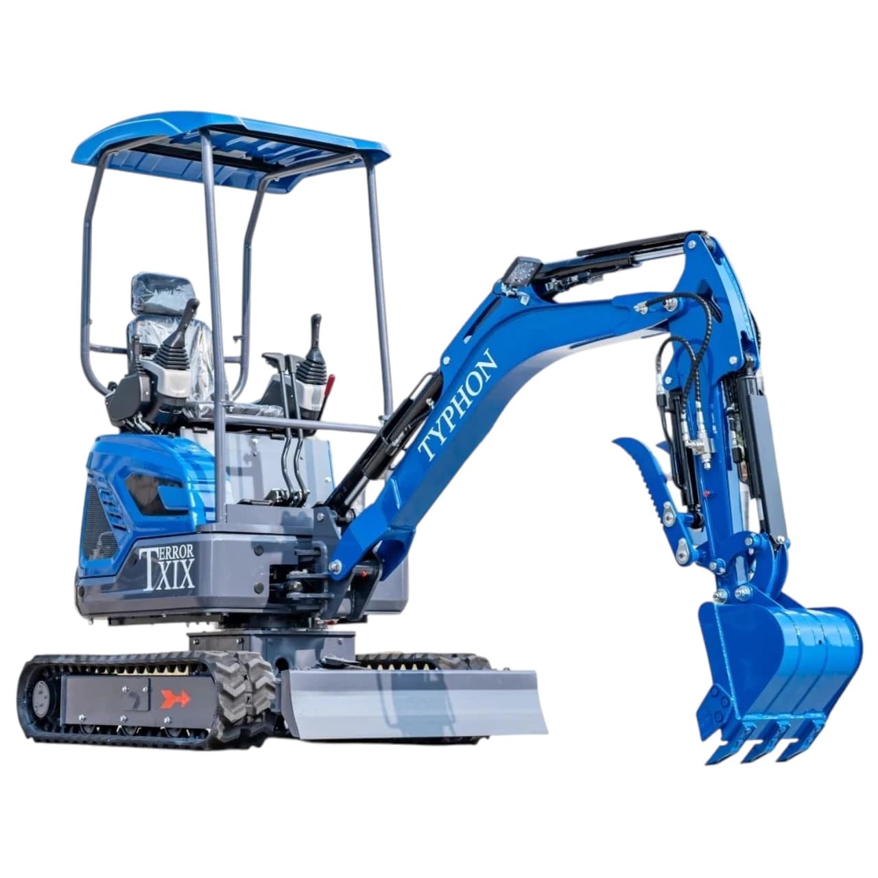 TYPHON TERROR XIX STORM Mini Excavator – 4000lbs Trench Digger with Boom Swing, Canopy, Retractable Tracks View 1