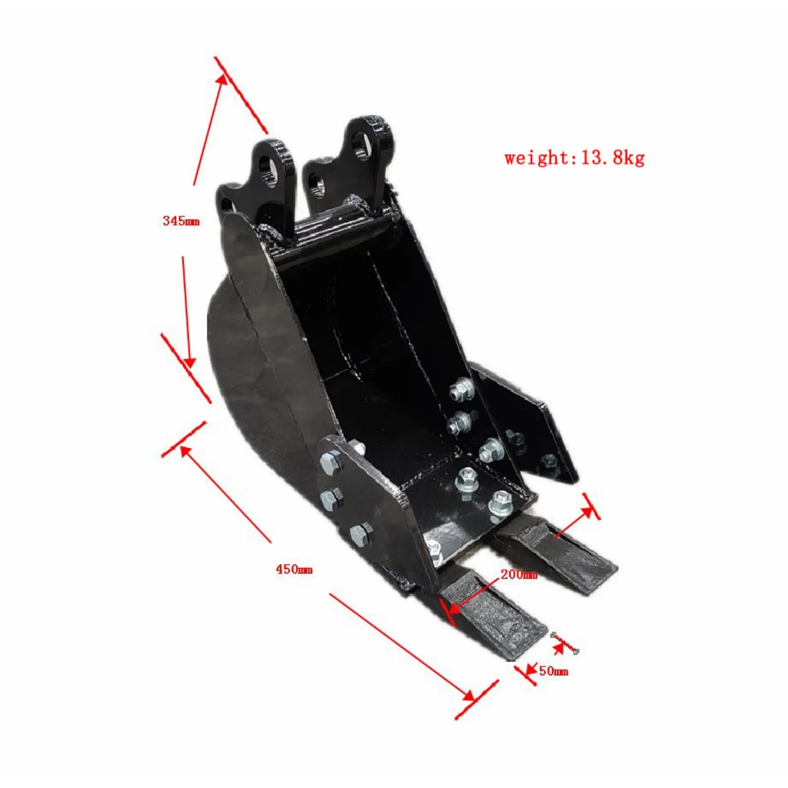200mm Narrow Bucket: Attachment for TYPHON Mini Excavators USA View 2