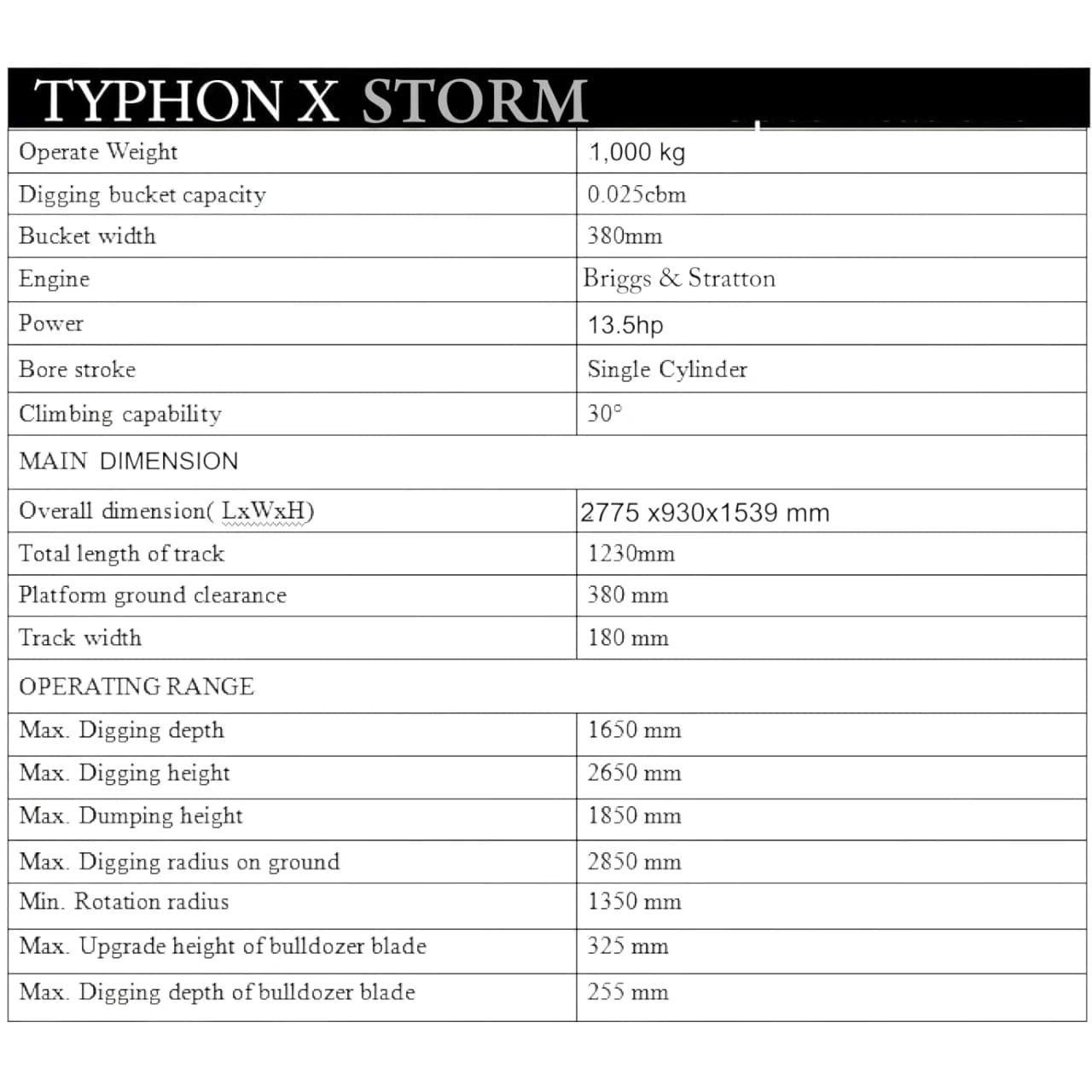 TYPHON TERROR X STORM Mini Excavator – 1 Ton Trench Digger with Canopy, Hydraulic Thumb Clip, Bucket USA View 2