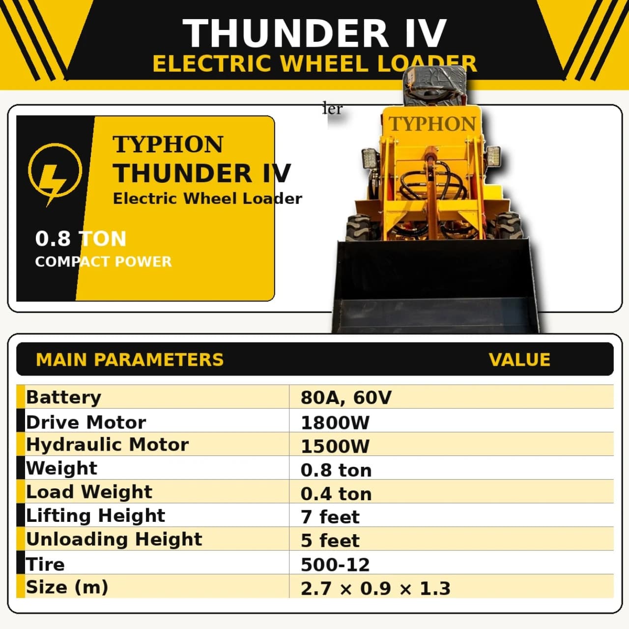TYPHON Thunder IV Electric Wheel Loader USA View 2