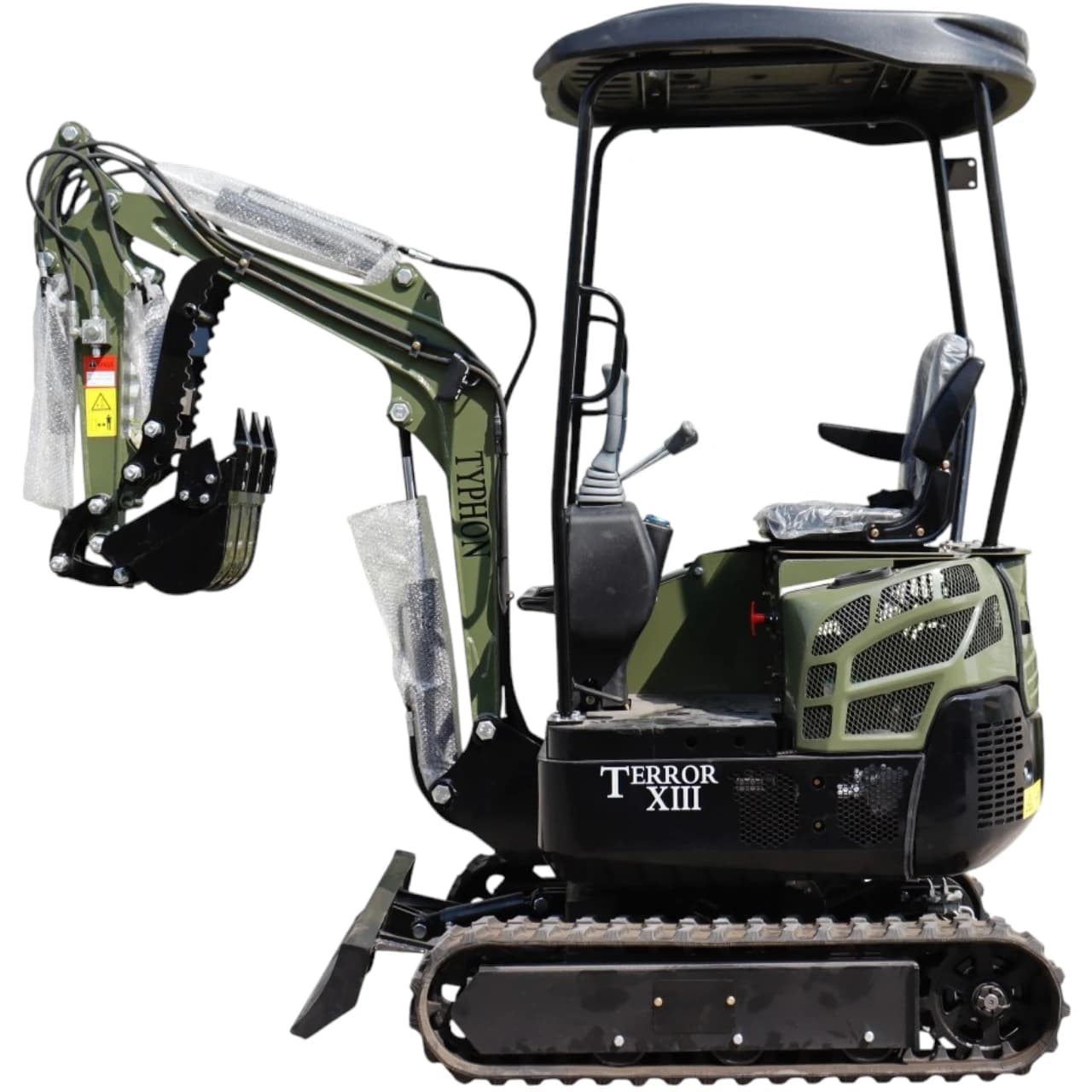 TYPHON TERROR XIII Mini Excavator – 1.3 Ton Trench Digger with Canopy, Hydraulic Thumb Clip, 13.5hp B&S Engine USA View 3