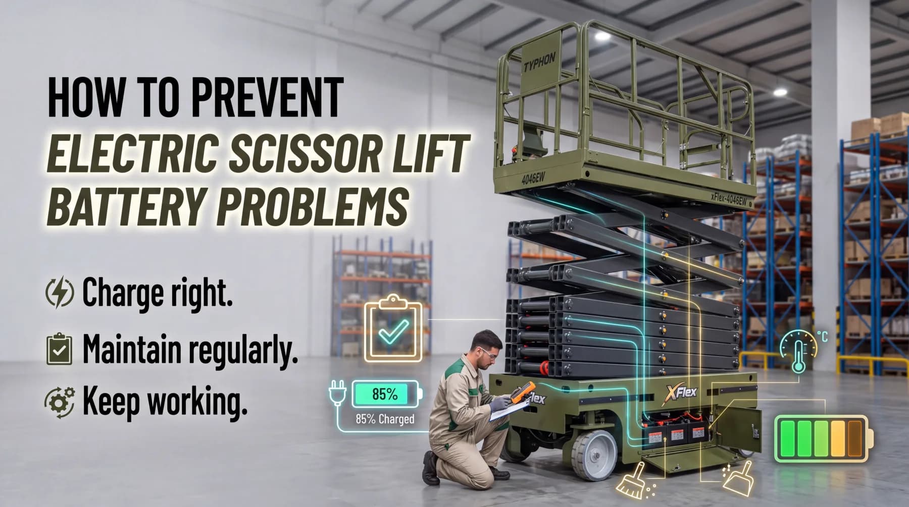 How to Prevent Battery Problems in Electric Scissor Lifts
