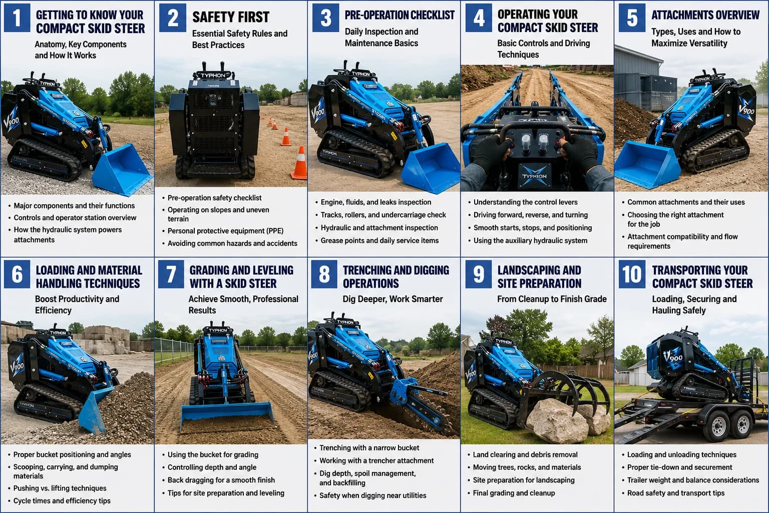 Compact Skid Steer Operator Safety Guide: Visibility, Stability, Attachments, and Jobsite Communication