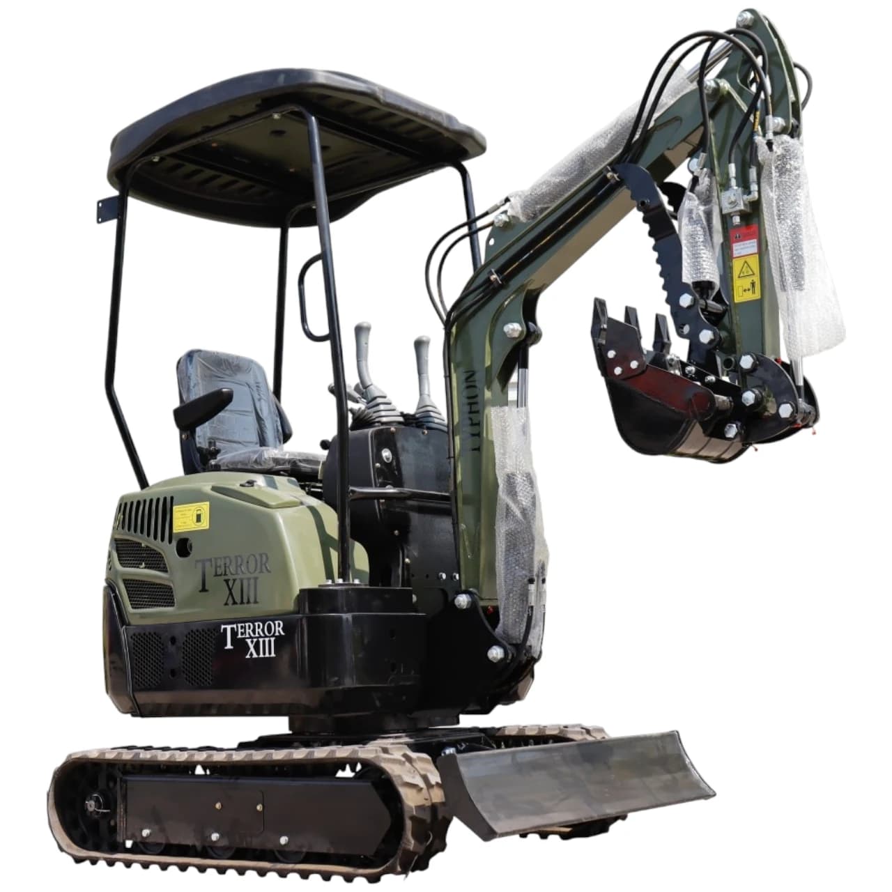 TYPHON TERROR XIII Mini Excavator – 1.3 Ton Trench Digger with Canopy, Hydraulic Thumb Clip, 13.5hp B&S Engine USA View 1